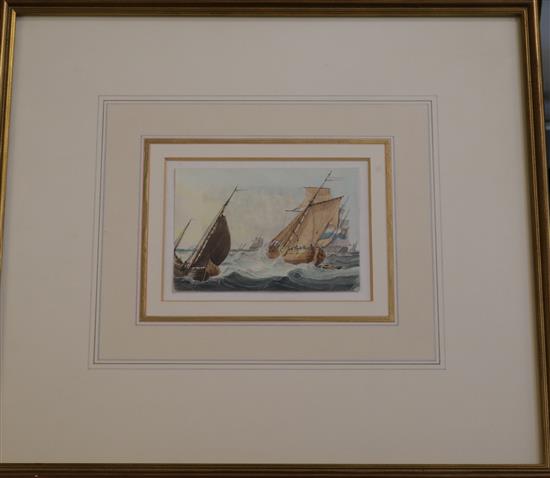 Samuel Owen (1768-1857), A Dutch fishing fleet 3 x 4.25in.